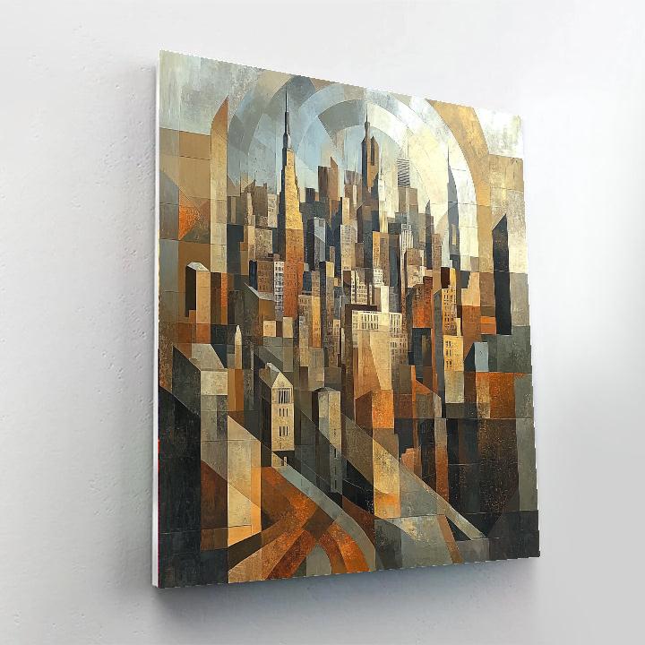 Picasso Inspired Abstract Cityscape DIY paint by numbers