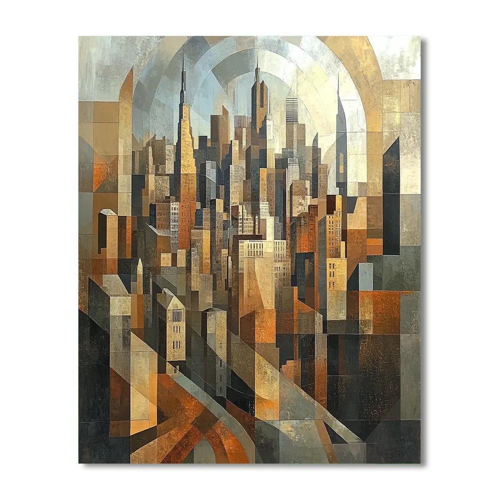 Picasso Inspired Abstract Cityscape DIY paint by numbers