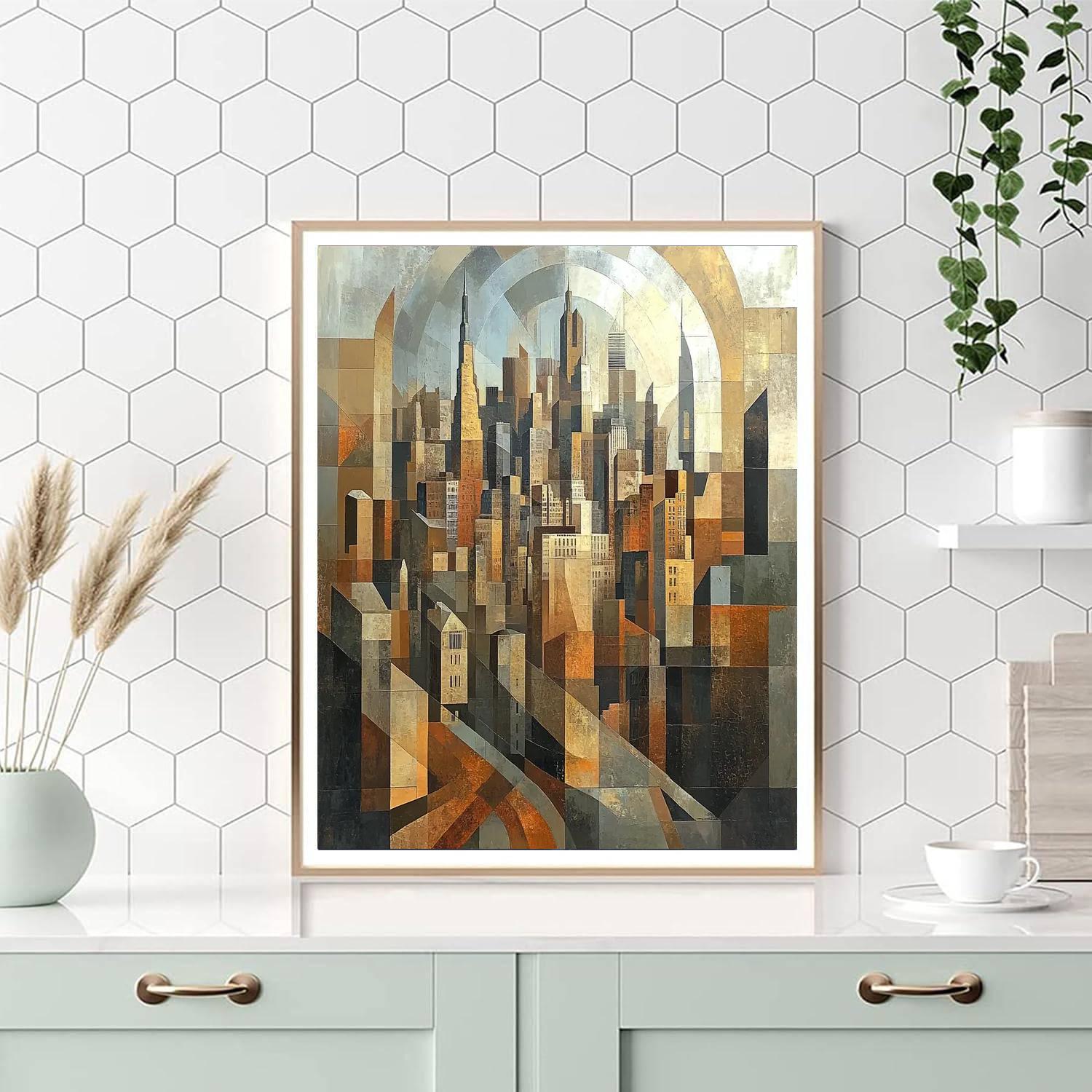 Picasso Inspired Abstract Cityscape DIY paint by numbers