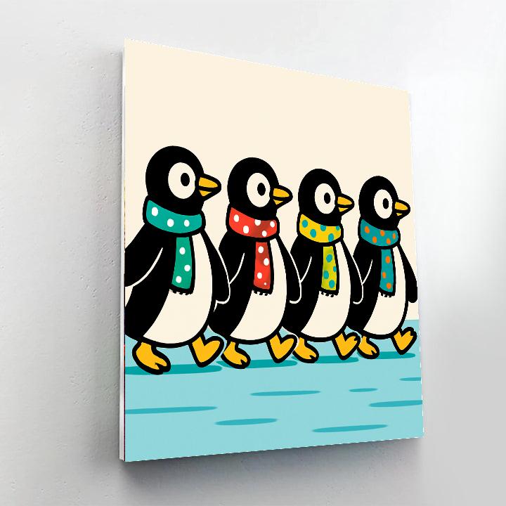 Polka Dot Penguin Parade Number painting