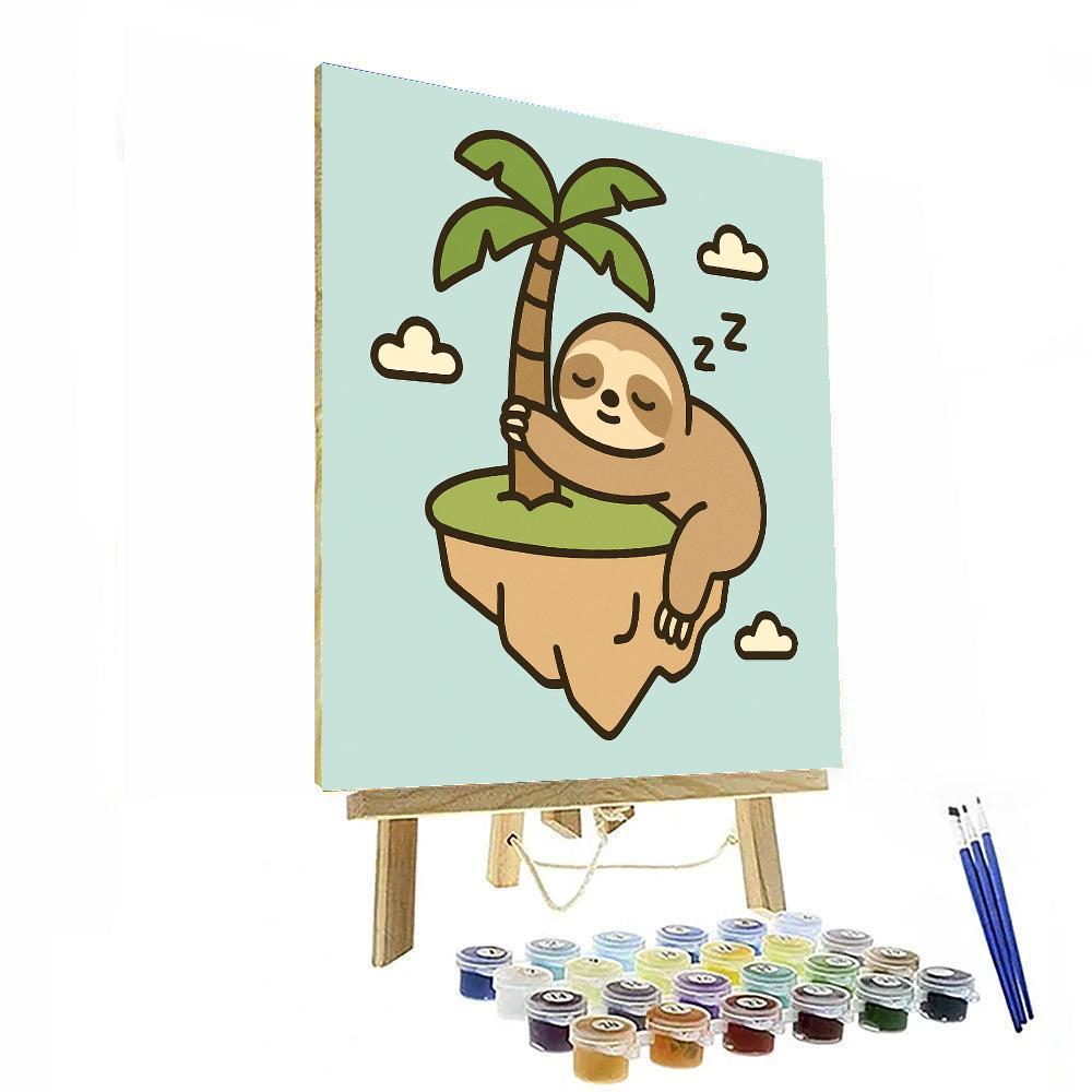 Floating Island Sloth Paint by numbers art