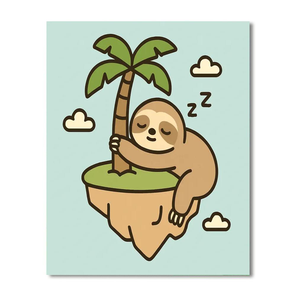 Floating Island Sloth Paint by numbers art