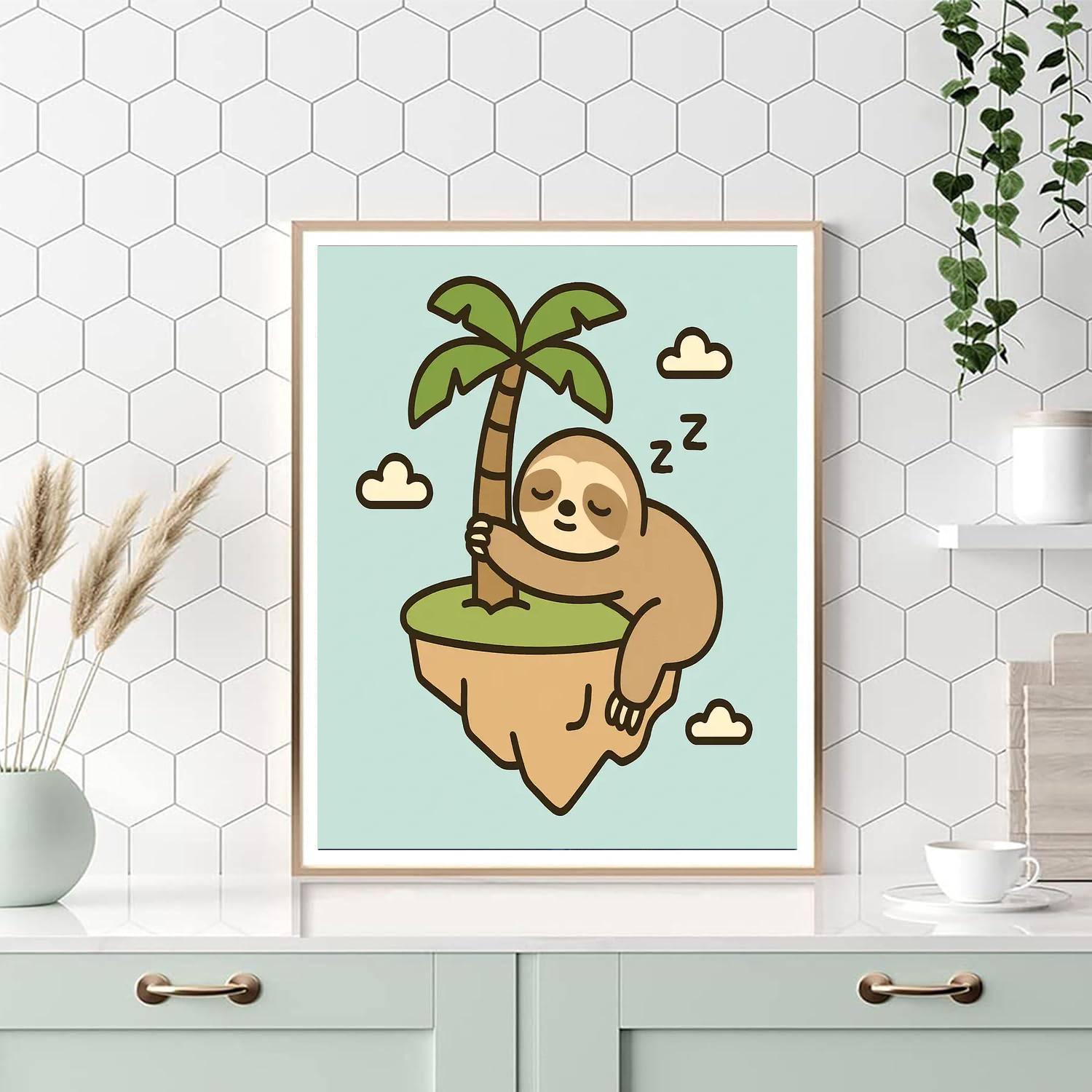 Floating Island Sloth Paint by numbers art