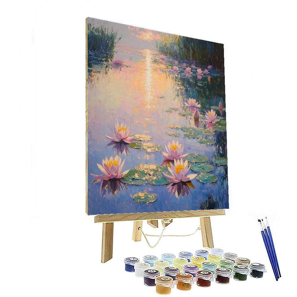 Monet Inspired Water Lilies At Sunrise Numbered painting kits