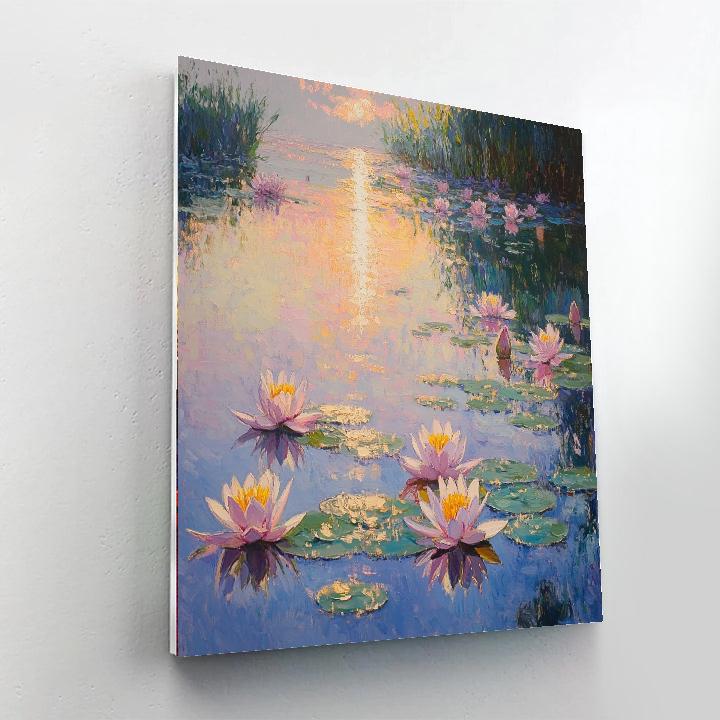 Monet Inspired Water Lilies At Sunrise Numbered painting kits