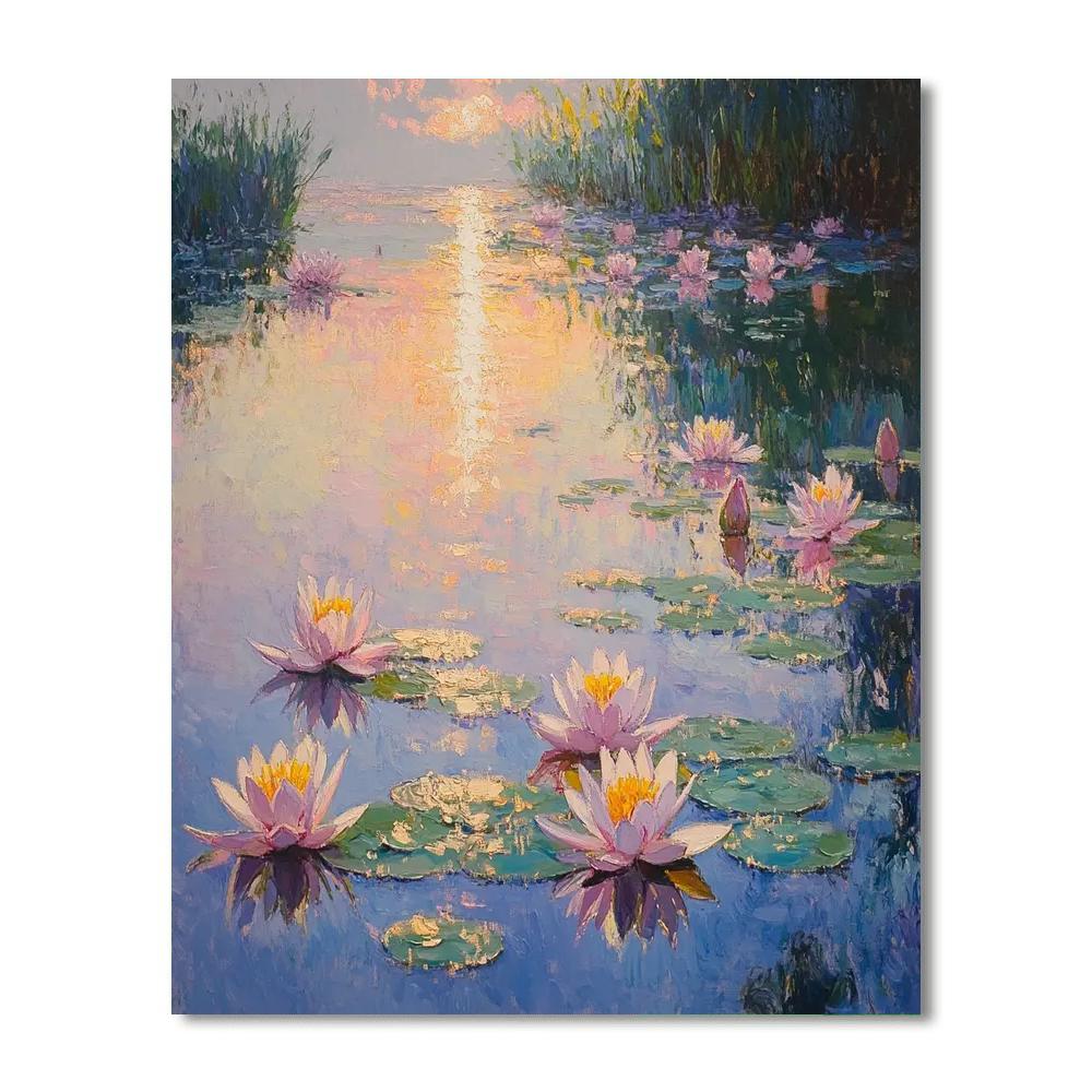 Monet Inspired Water Lilies At Sunrise Numbered painting kits