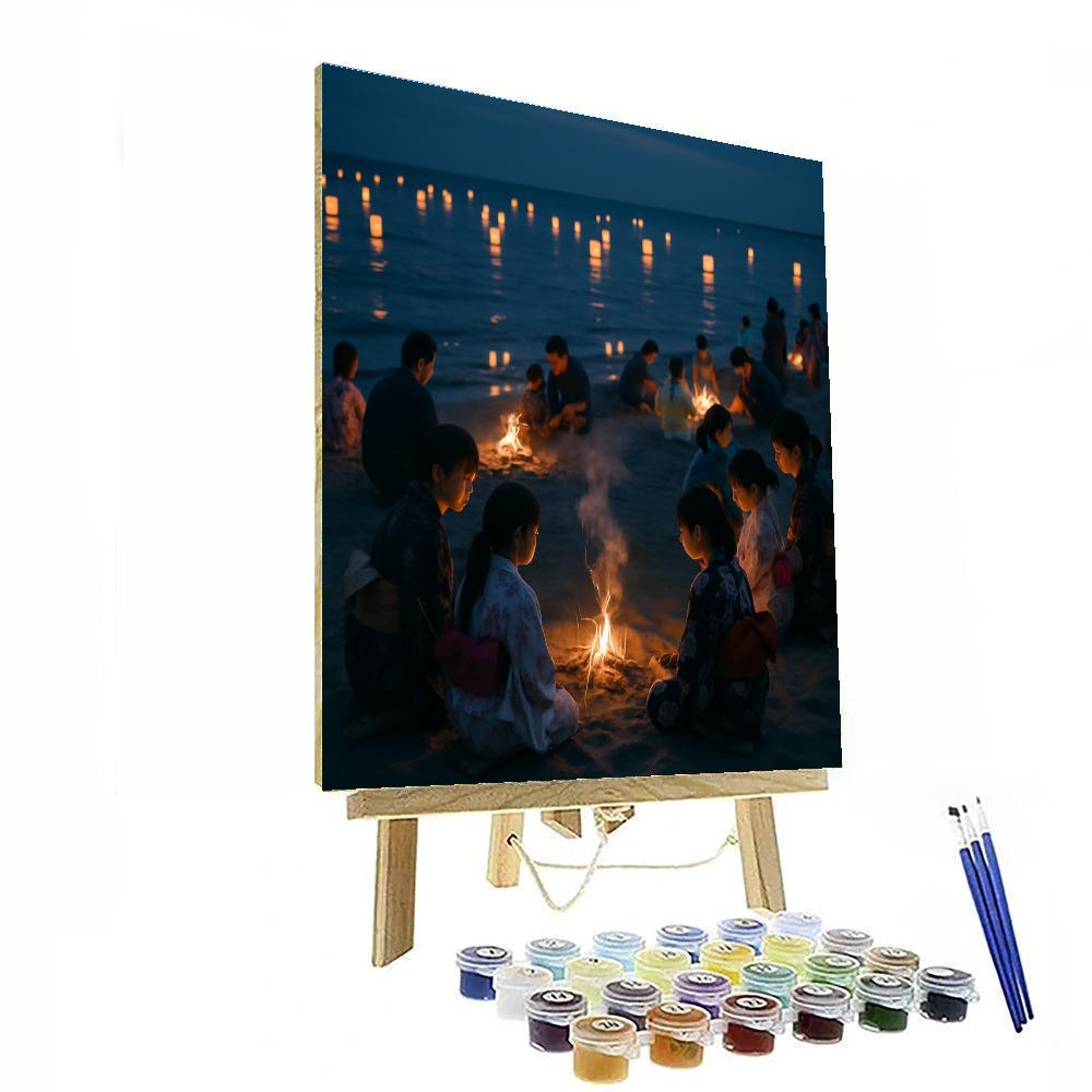 Obon Bonfires By The Beach paint by numbers