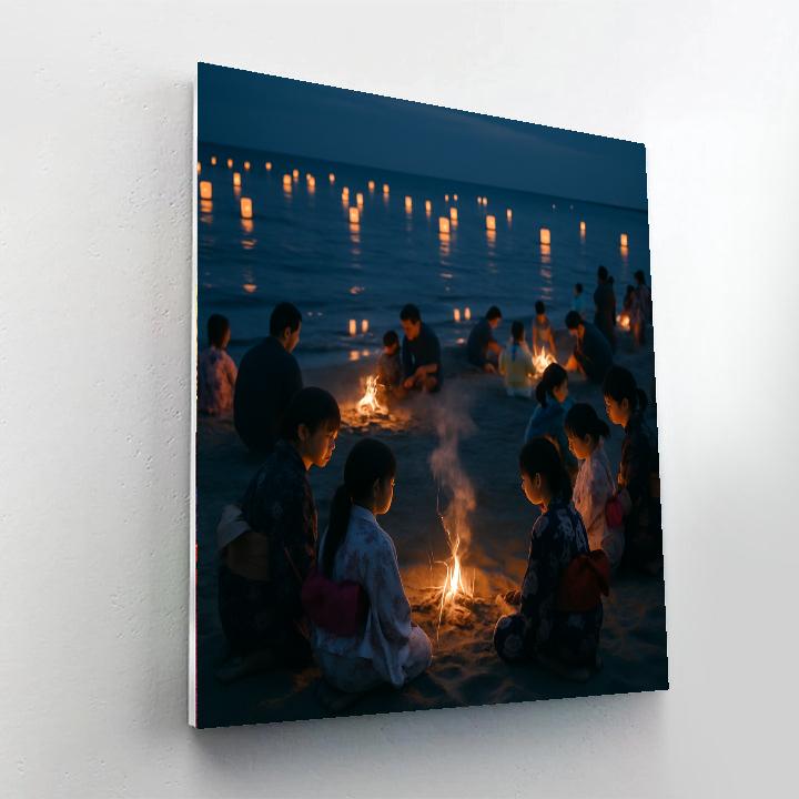 Obon Bonfires By The Beach paint by numbers
