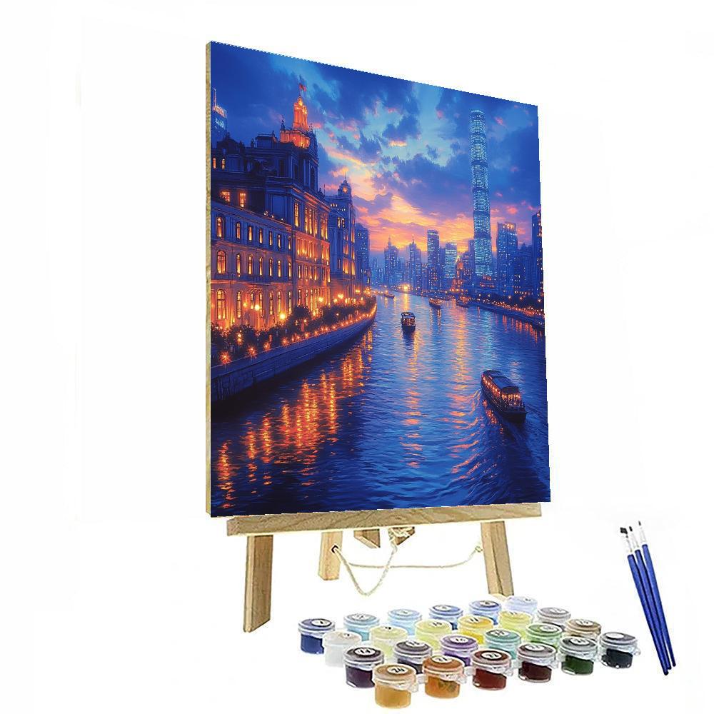 Bund Riverside Skyline Shanghai China paint by number