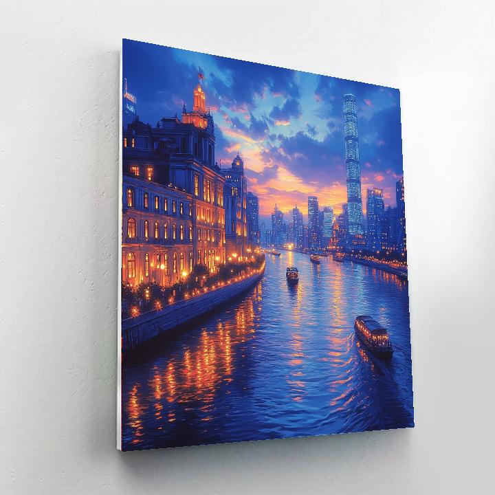 Bund Riverside Skyline Shanghai China paint by number