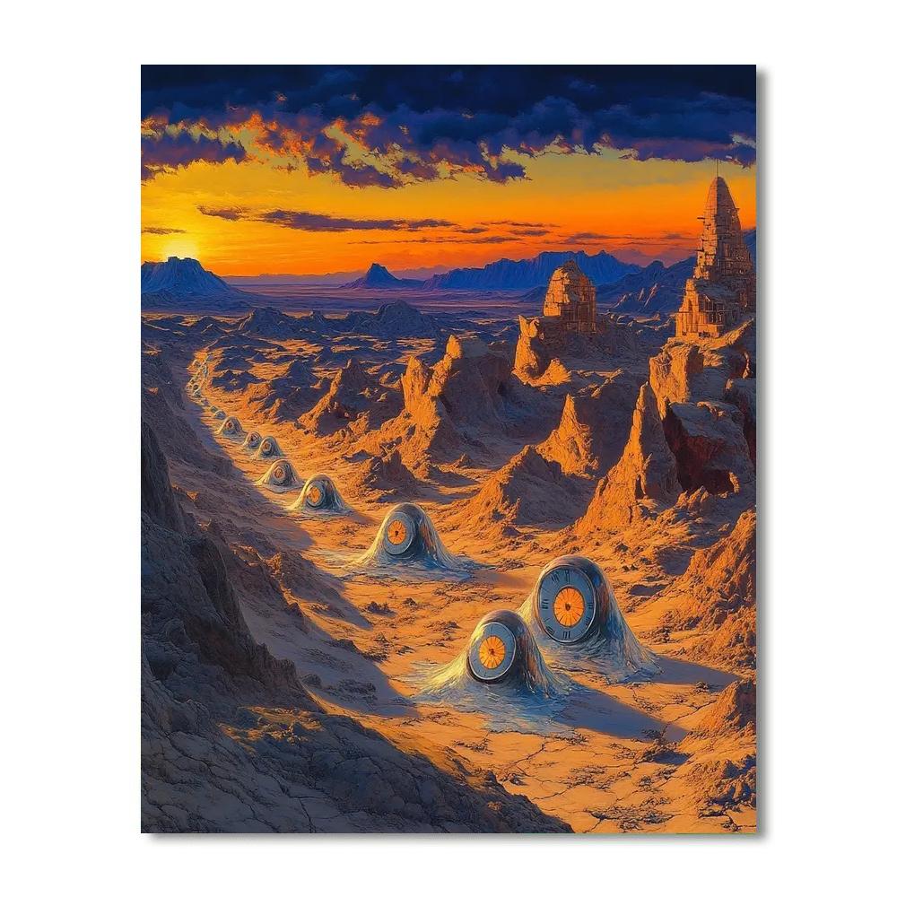Salvador Dali Inspired Surreal Desert Dreams Number painting