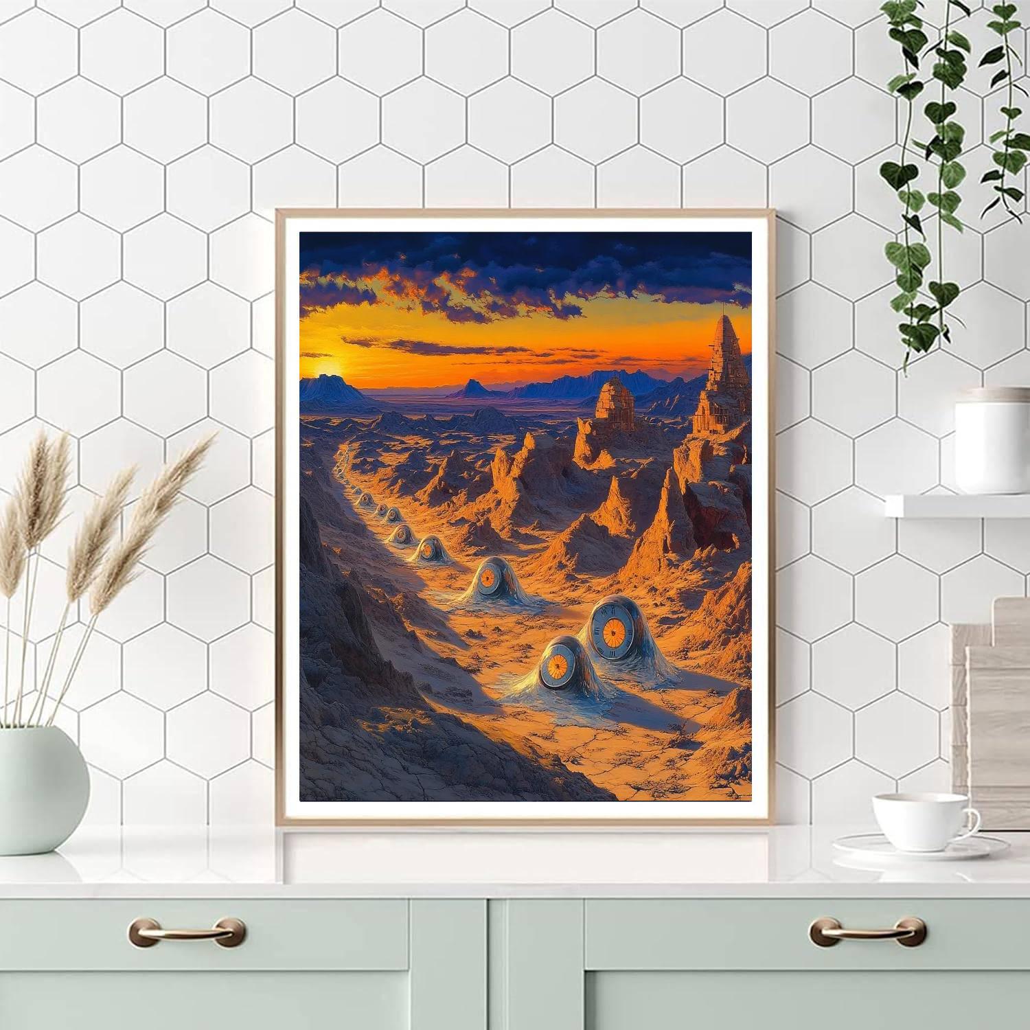Salvador Dali Inspired Surreal Desert Dreams Number painting