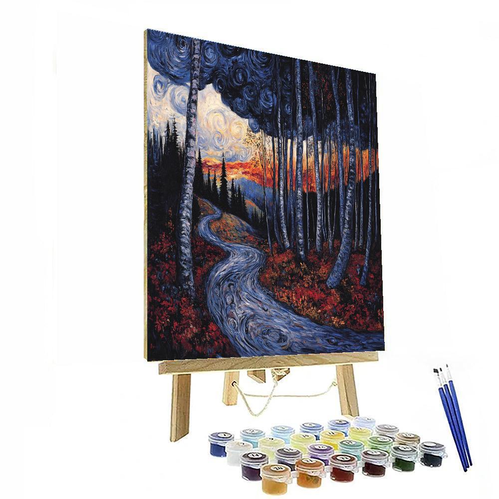 Edvard Munch Inspired Emotional Forest Number painting