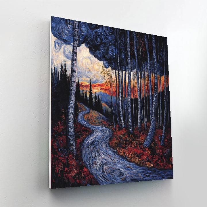 Edvard Munch Inspired Emotional Forest Number painting