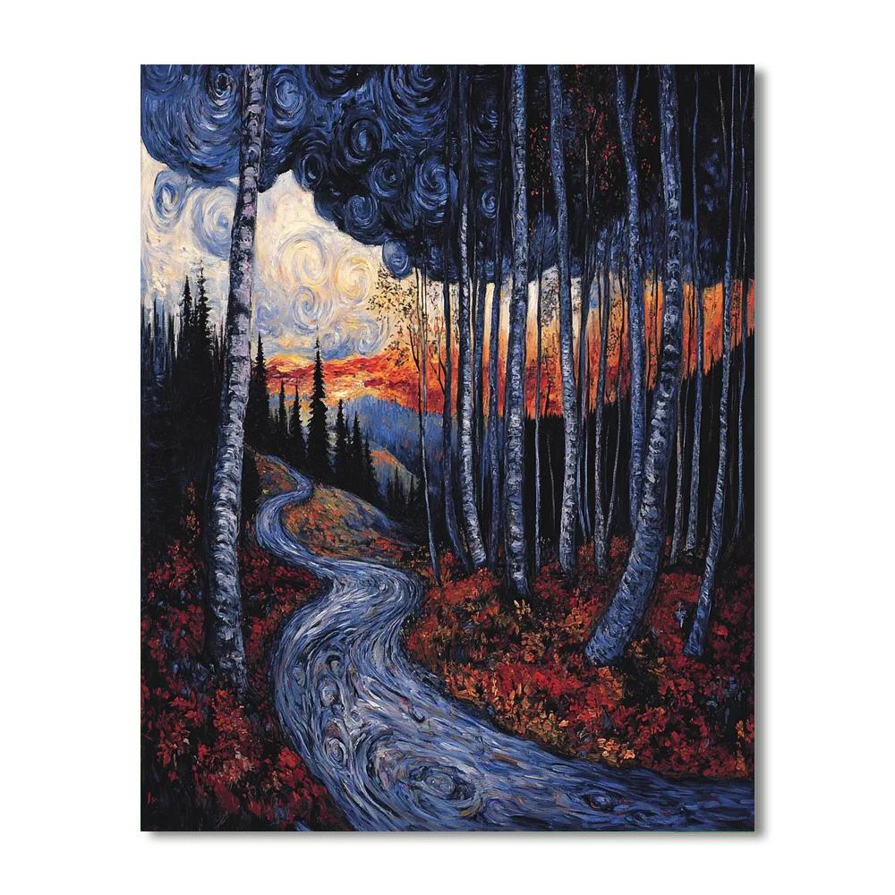Edvard Munch Inspired Emotional Forest Number painting