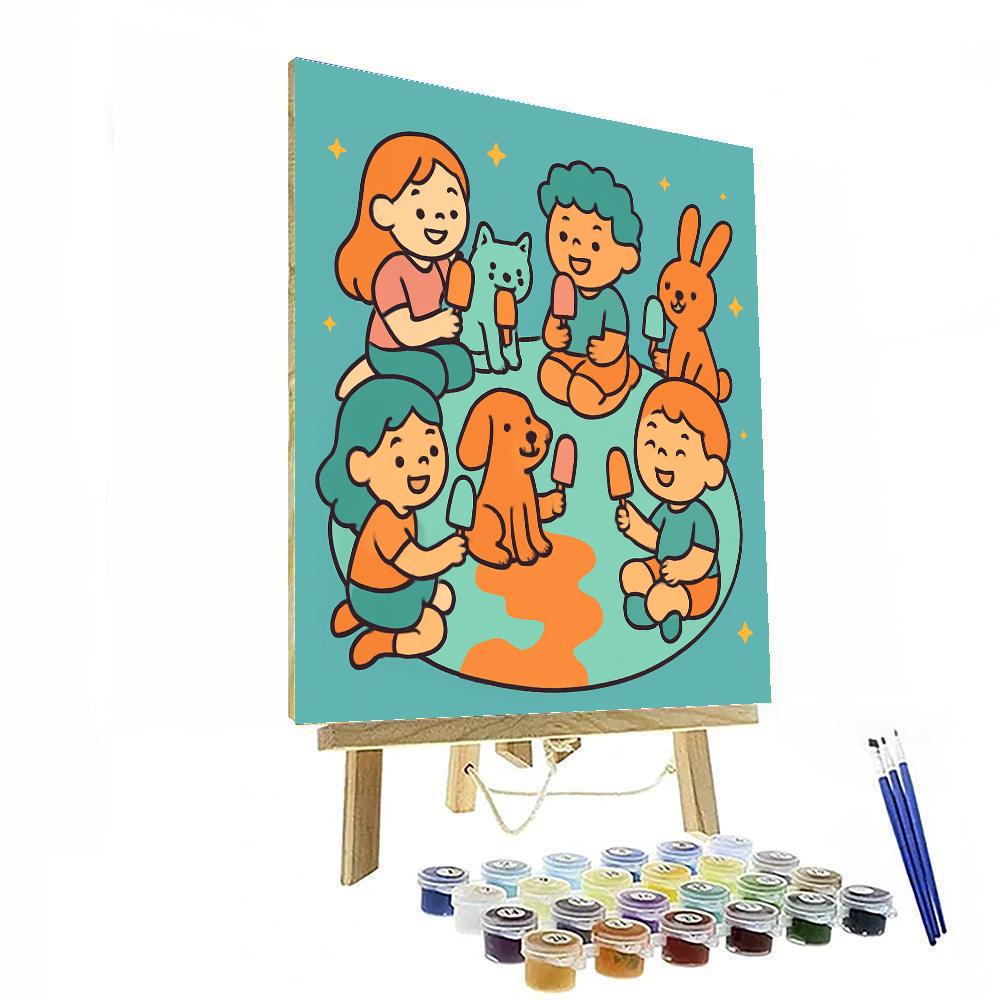 Popsicle Planet Picnic Paint by numbers art