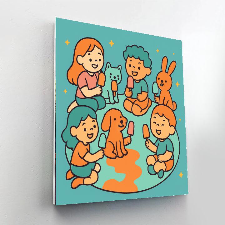 Popsicle Planet Picnic Paint by numbers art