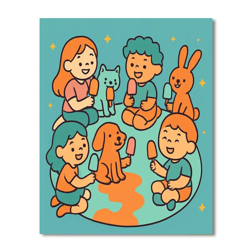 Popsicle Planet Picnic Paint by numbers art