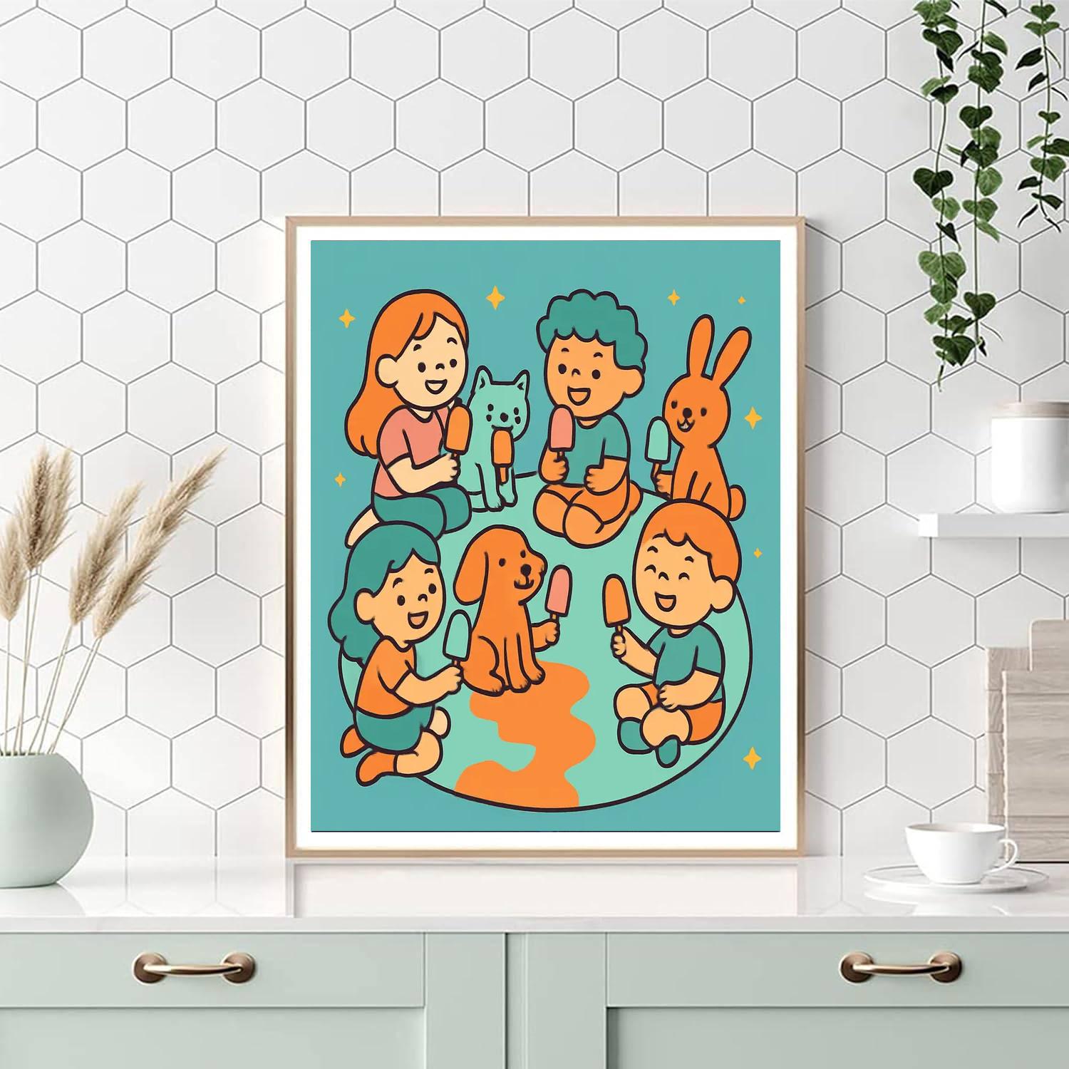 Popsicle Planet Picnic Paint by numbers art
