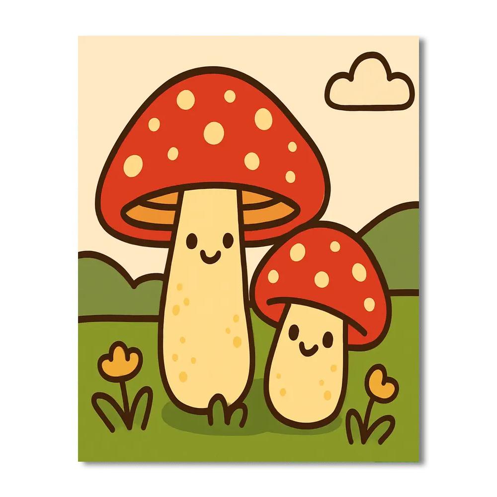 Meteorite Mushroom Meadow Number painting