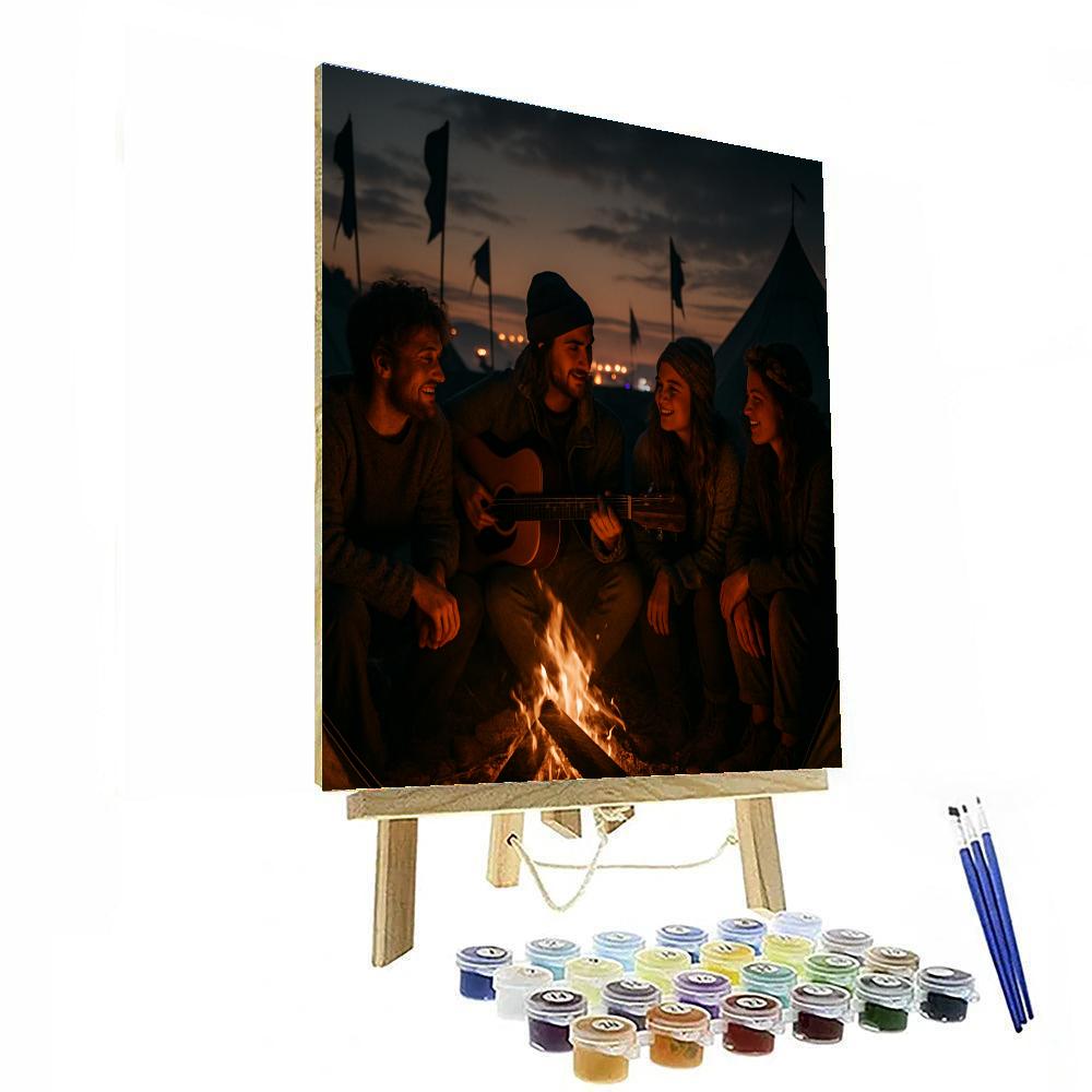 Glastonbury Field Campfire Jam Number painting