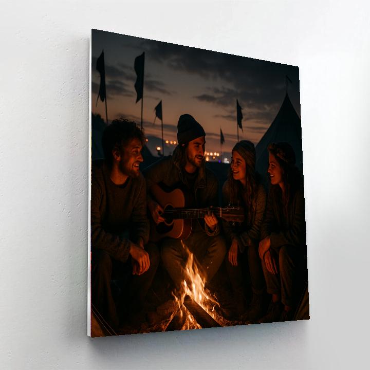 Glastonbury Field Campfire Jam Number painting