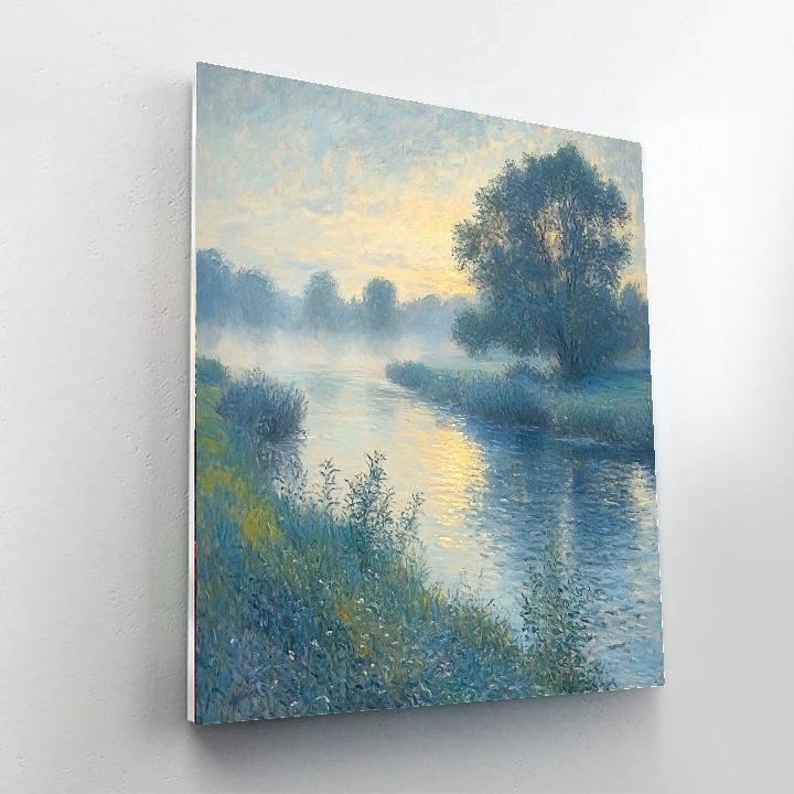 Claude Monet Inspired Misty Riverside Landscape Paint by numbers art