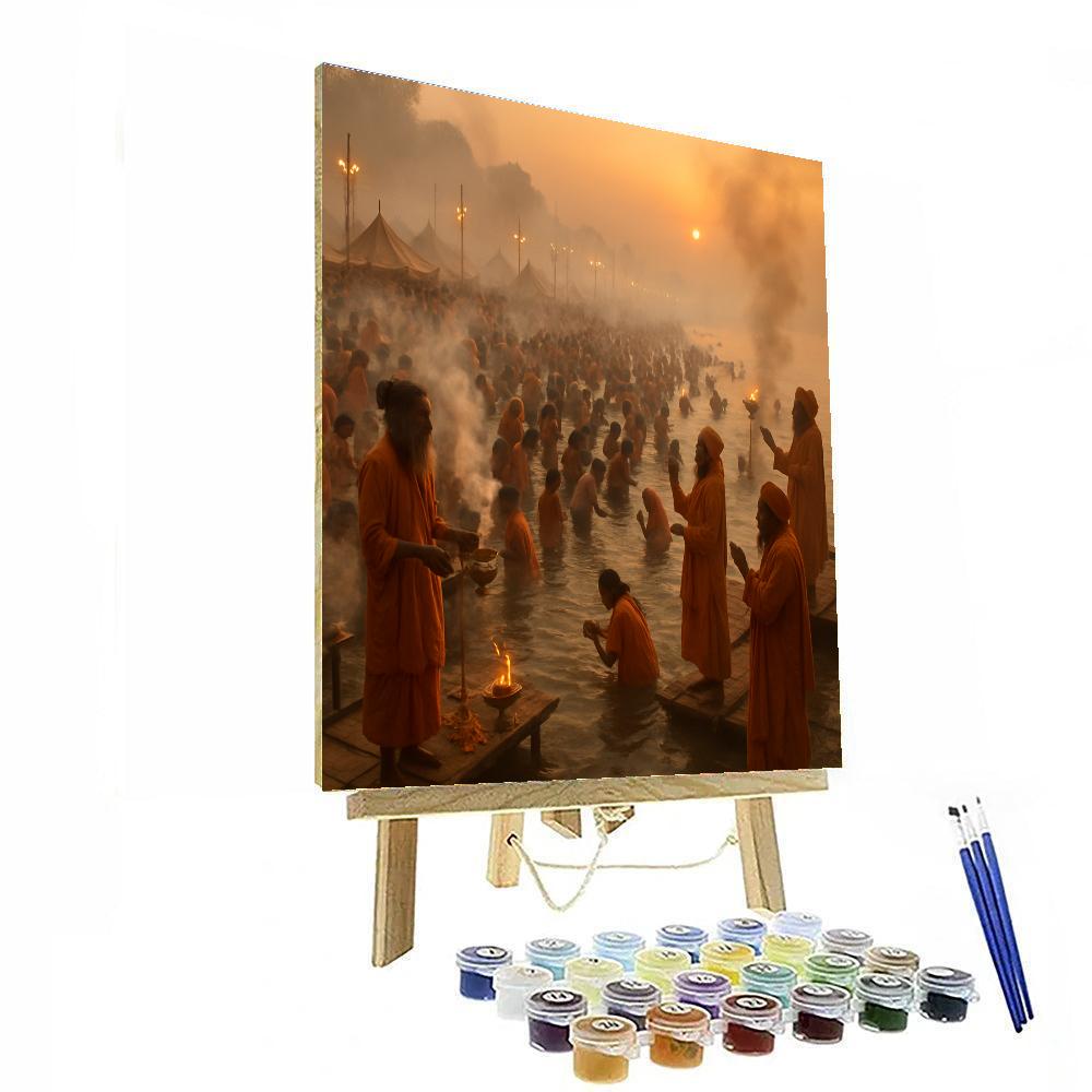 Kumbh Mela River Dawn Dip paint by number