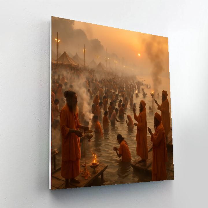Kumbh Mela River Dawn Dip paint by number