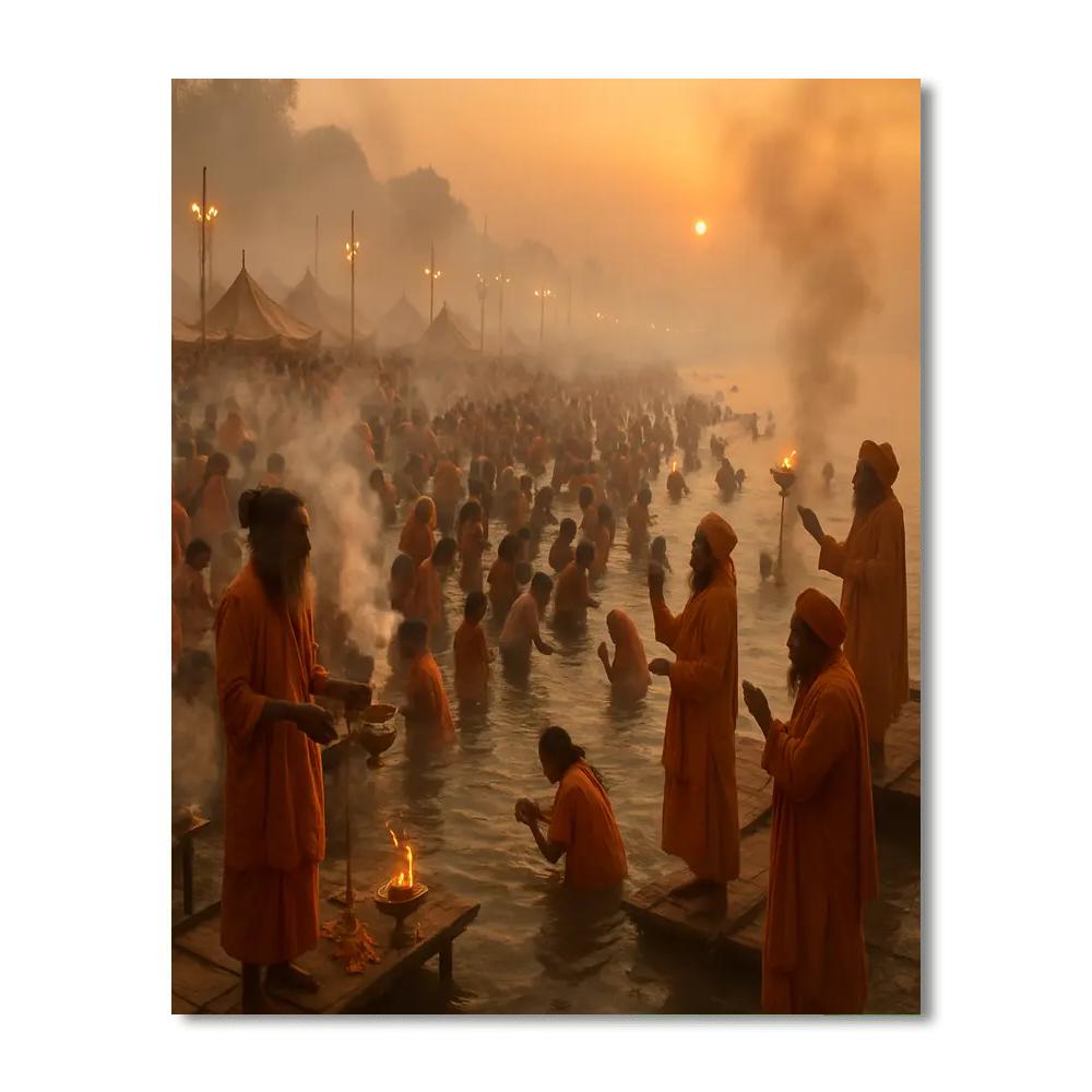 Kumbh Mela River Dawn Dip paint by number