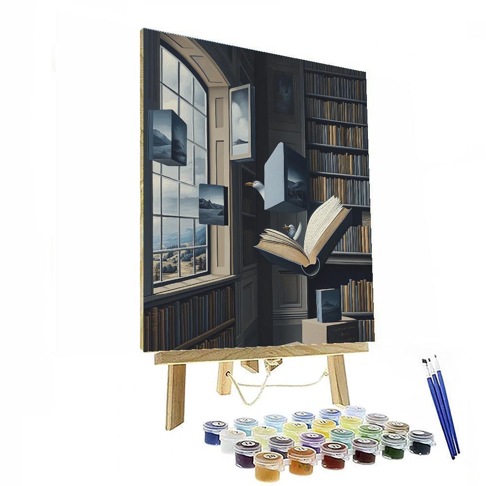 René Magritte Inspired Surreal Library Paint by numbers art