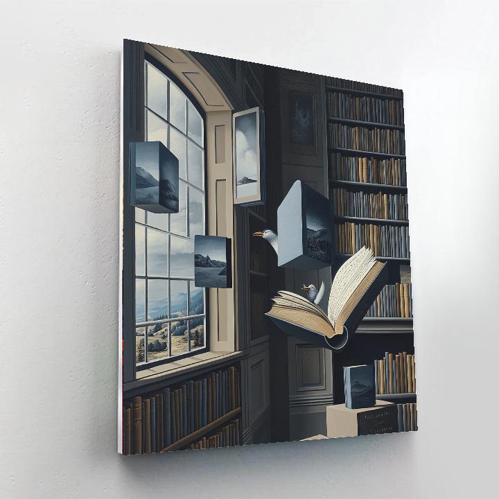 René Magritte Inspired Surreal Library Paint by numbers art