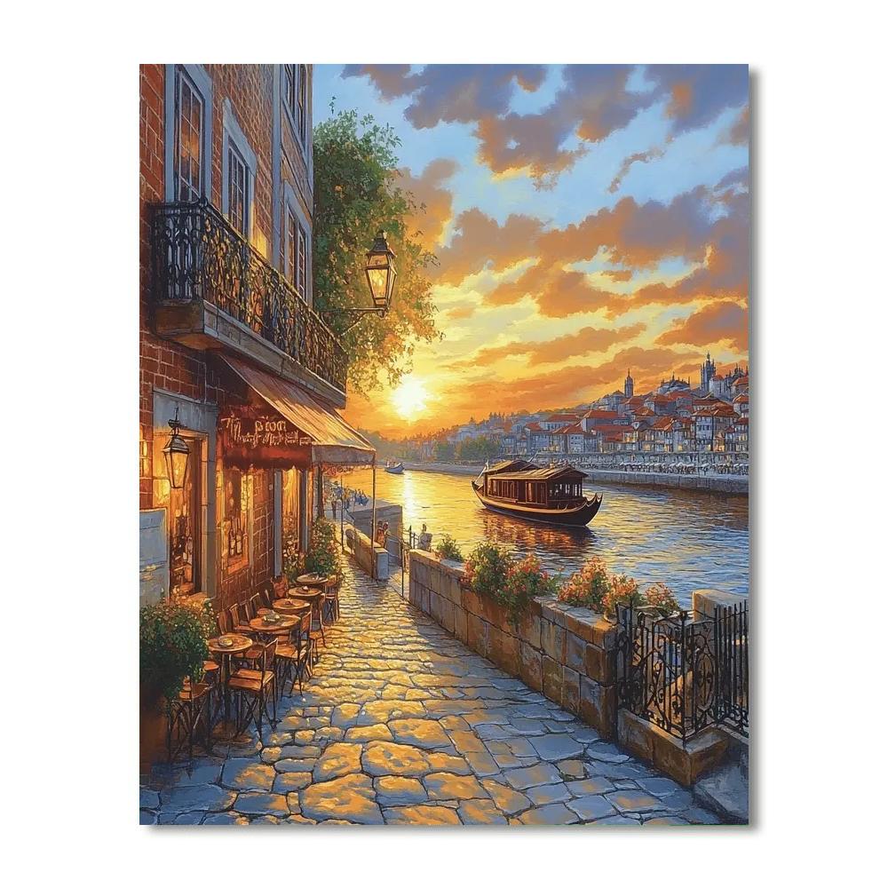 Porto Riverside Ribeira Portugal paint by numbers