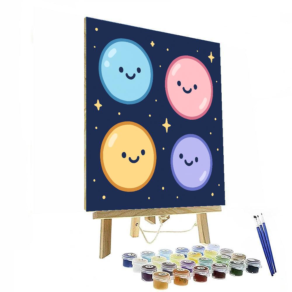 Bubble Planets Parade paint by color
