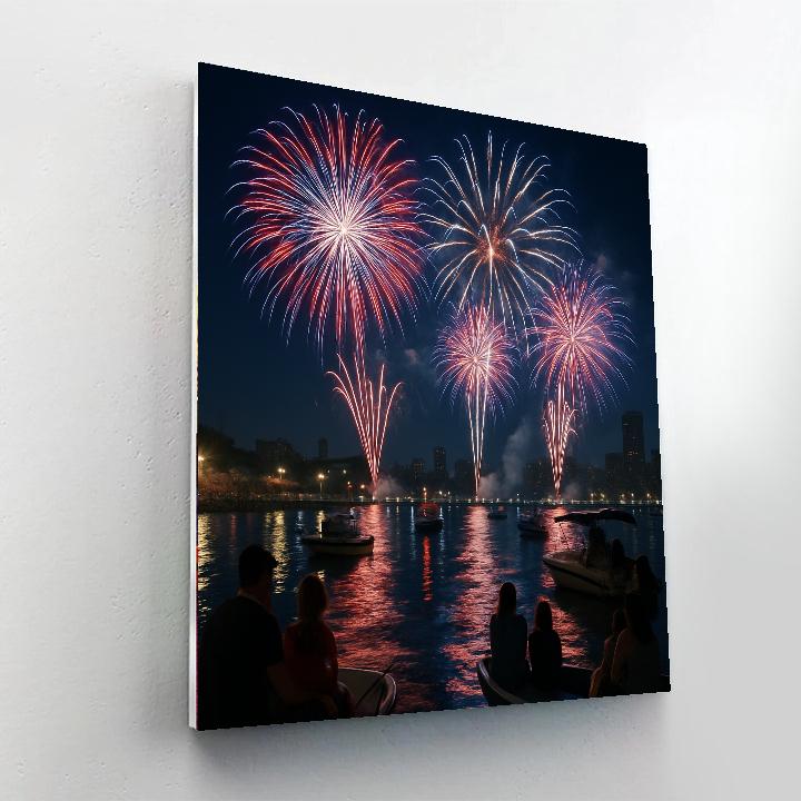 Independence Day Fireworks Over Harbor Painting by numbers kit