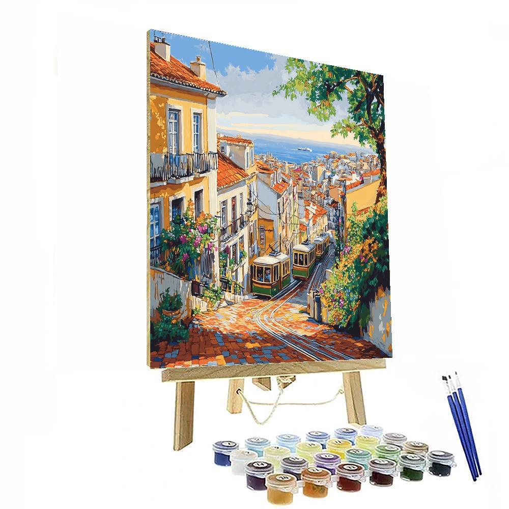 Alfama Hill View Lisbon Portugal painting number kit