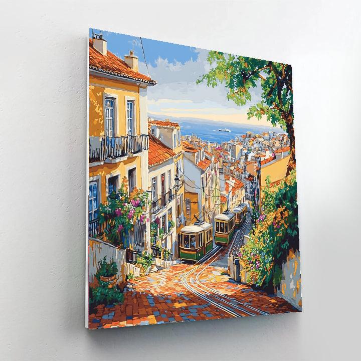 Alfama Hill View Lisbon Portugal painting number kit