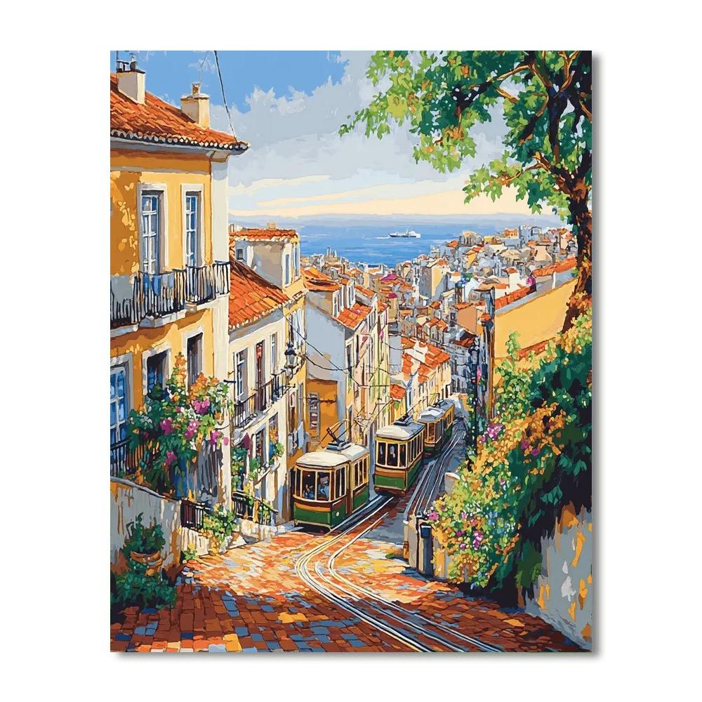 Alfama Hill View Lisbon Portugal painting number kit