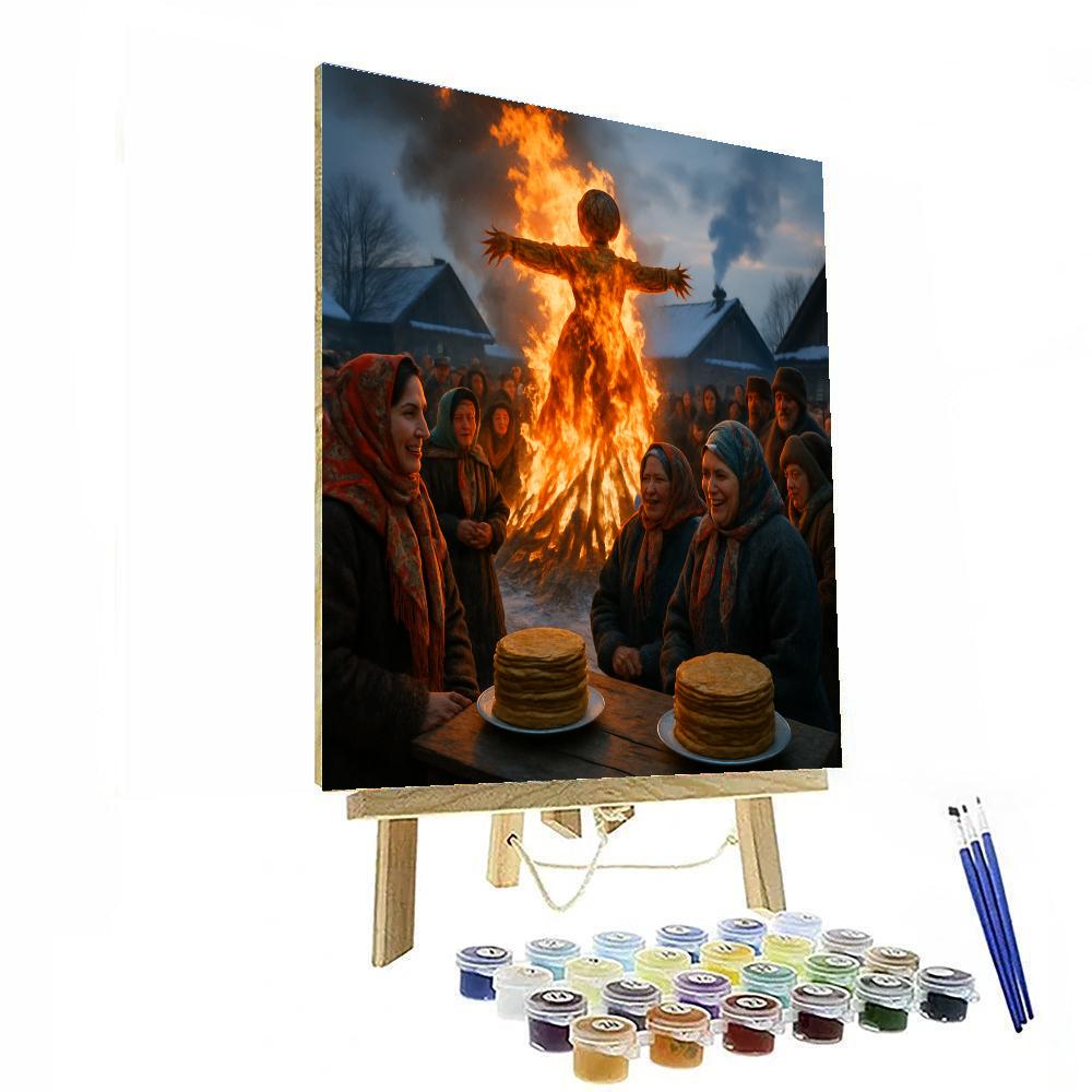 Maslenitsa Effigy Burning paint by numbers