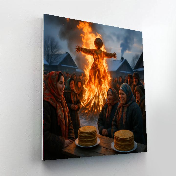 Maslenitsa Effigy Burning paint by numbers