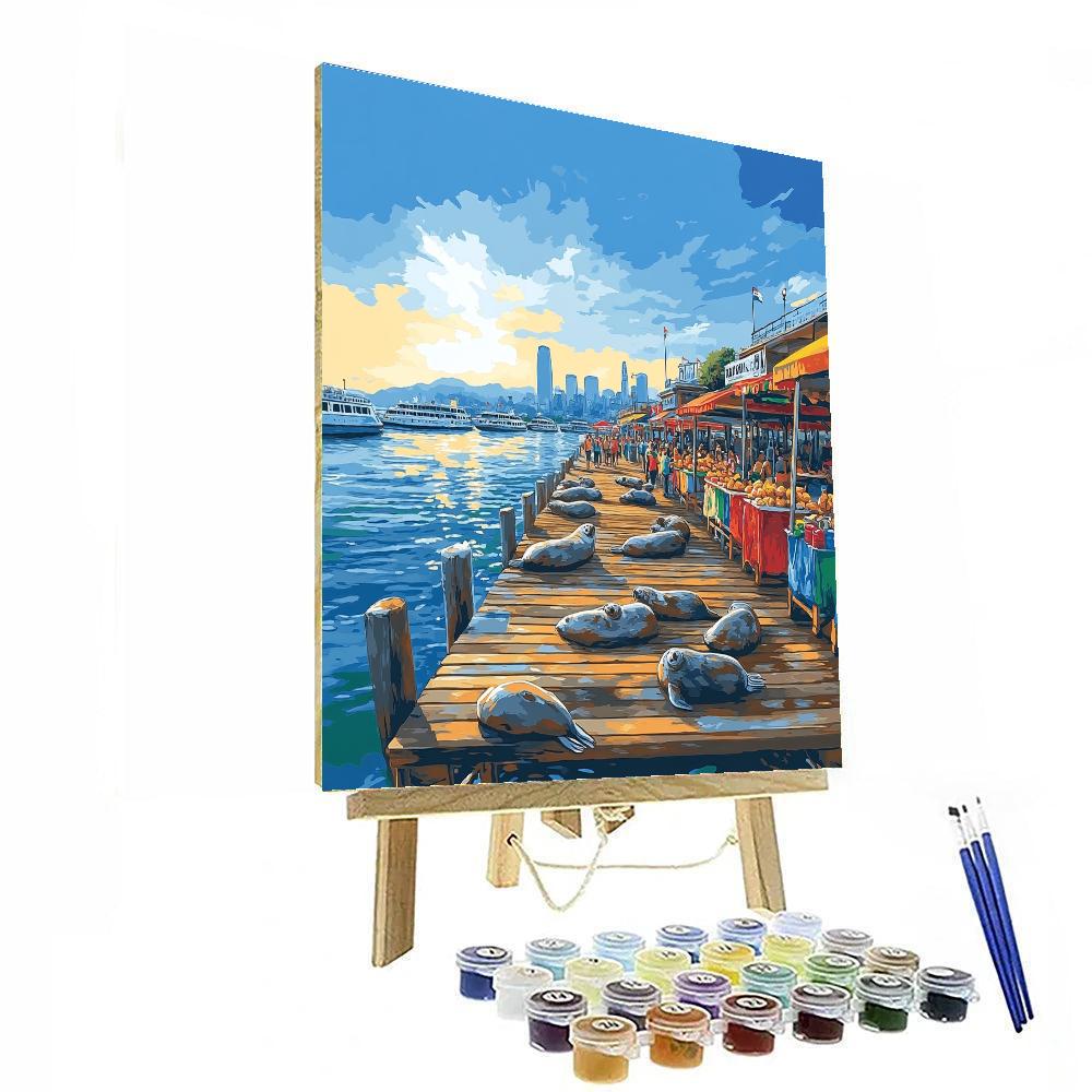 Pier 39 Seals And Skyline San Francisco United States Number painting