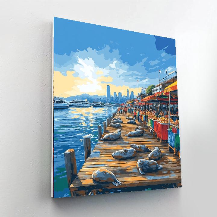 Pier 39 Seals And Skyline San Francisco United States Number painting