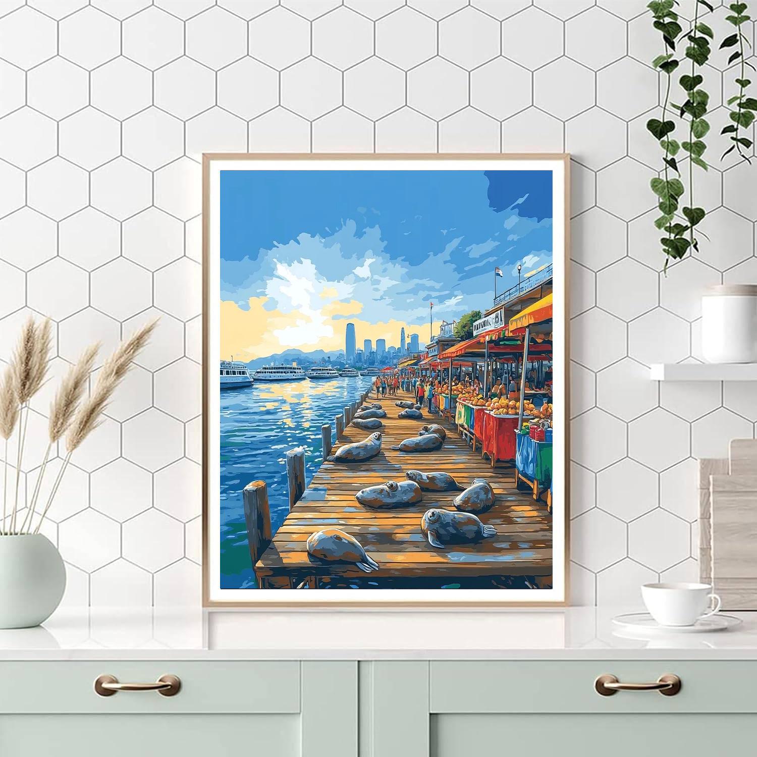 Pier 39 Seals And Skyline San Francisco United States Number painting