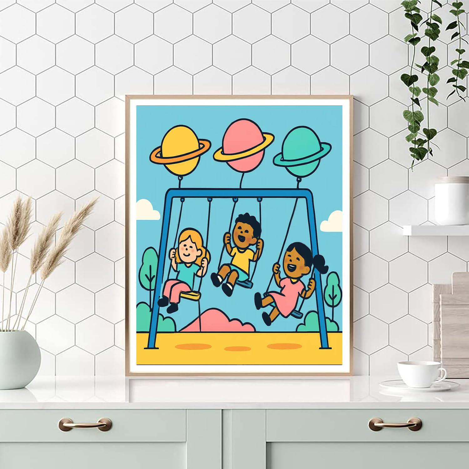 Pocket Planets Playground DIY paint by numbers