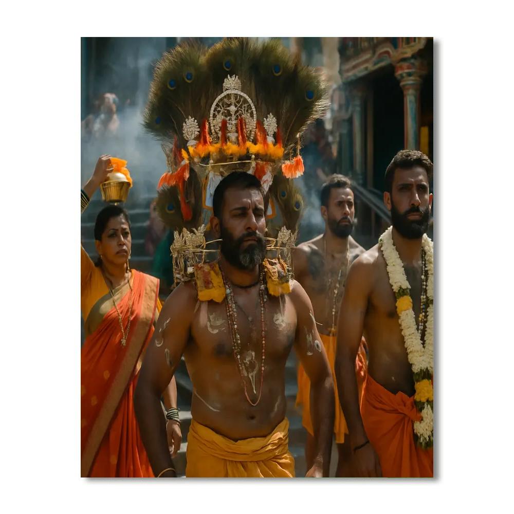 Thaipusam Kavadi Pilgrims DIY paint by numbers
