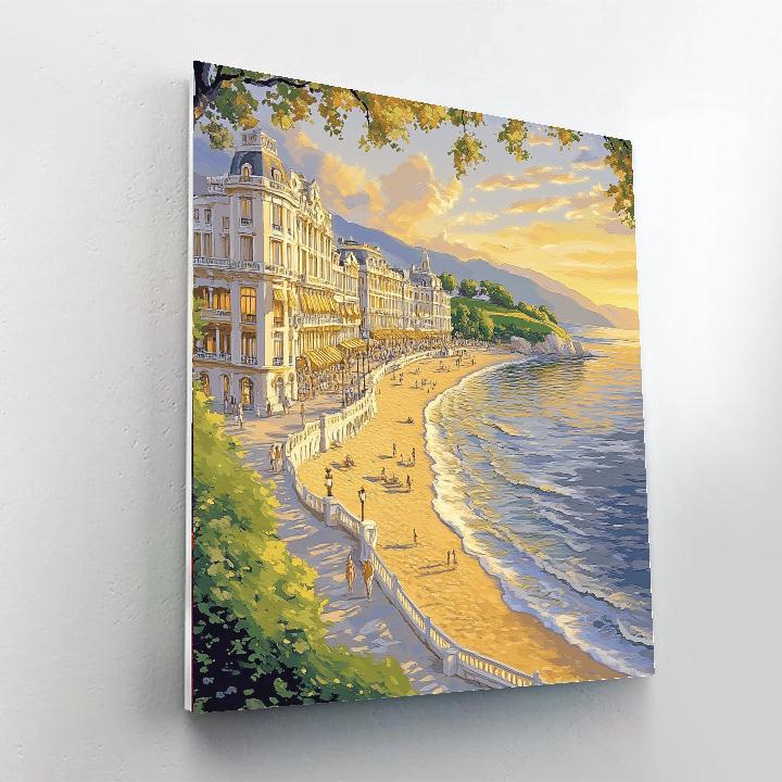 La Concha Boardwalk San Sebastian Spain paint by numbers