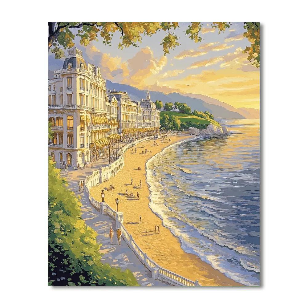 La Concha Boardwalk San Sebastian Spain paint by numbers