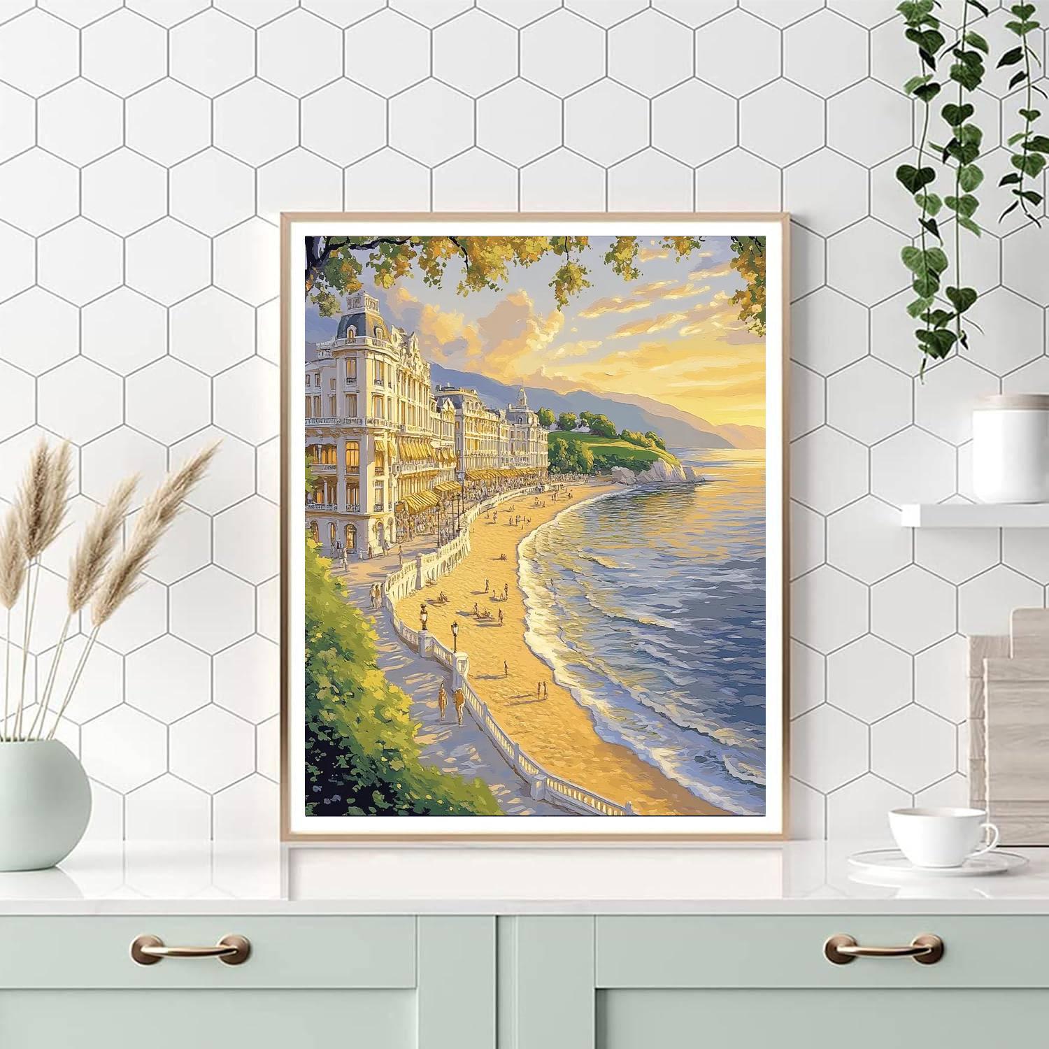 La Concha Boardwalk San Sebastian Spain paint by numbers