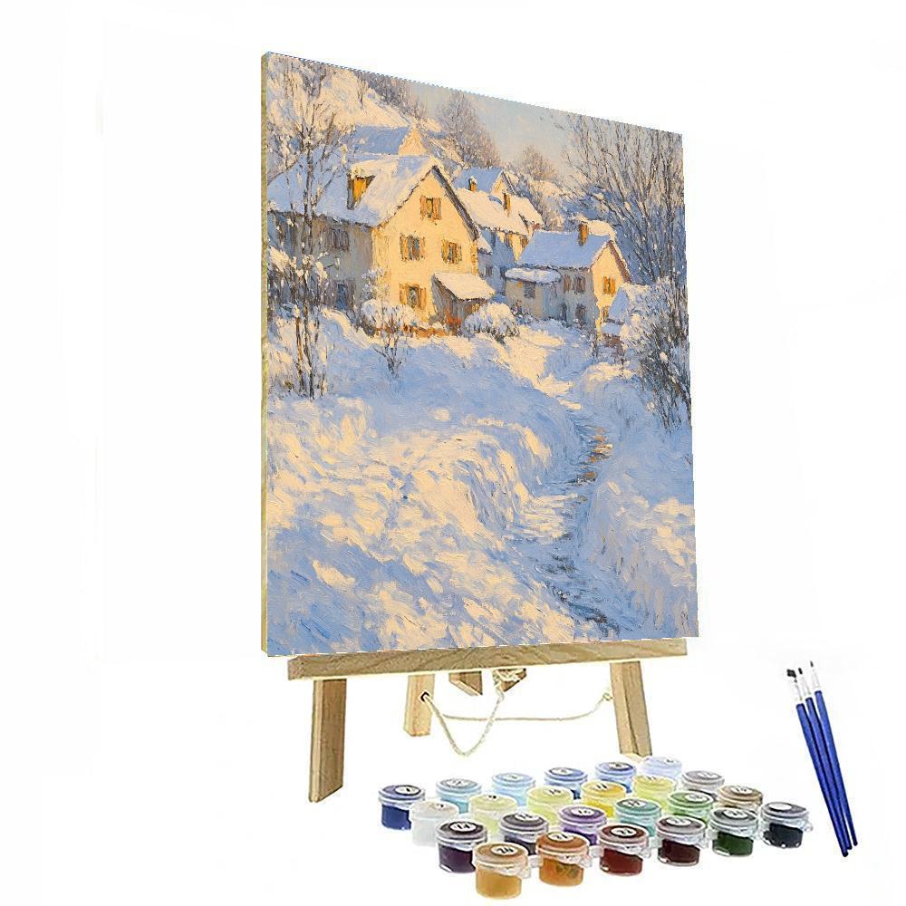 Claude Monet Inspired Snowy Village Landscape paint by number