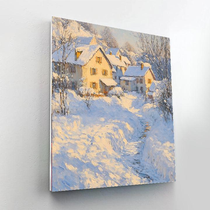 Claude Monet Inspired Snowy Village Landscape paint by number